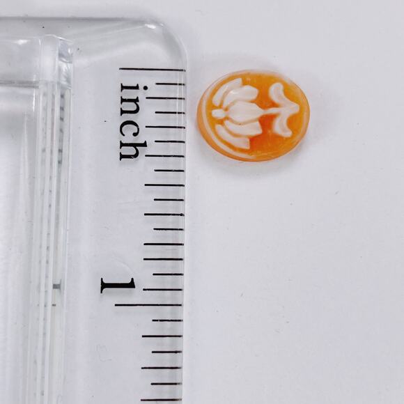VTG Mid Century Shell Cameo Cabochon Hand Carved Floral Jewelry Making Component - Picture 7 of 9